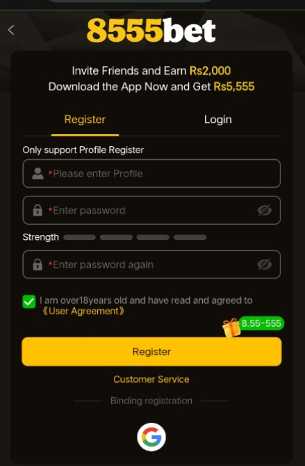 8555Bet Game Register